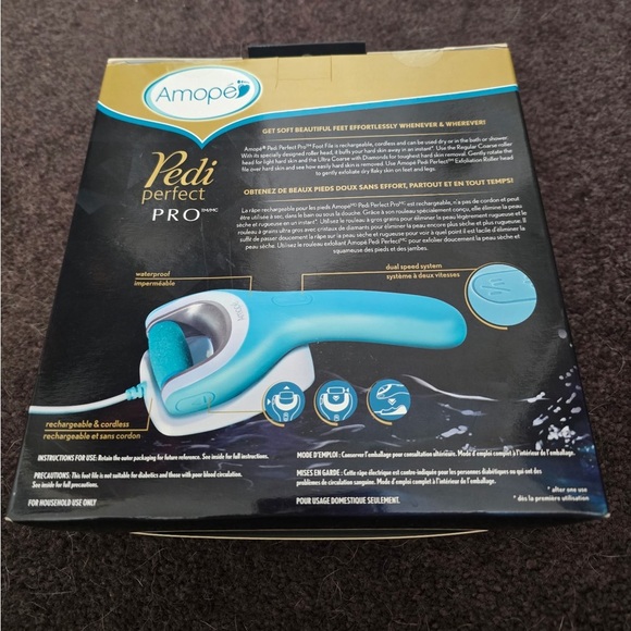 New Amope Pedi Perfect Pro Kit Rechargeable Foot File & Exfoliator Plus Refills - Picture 6 of 6